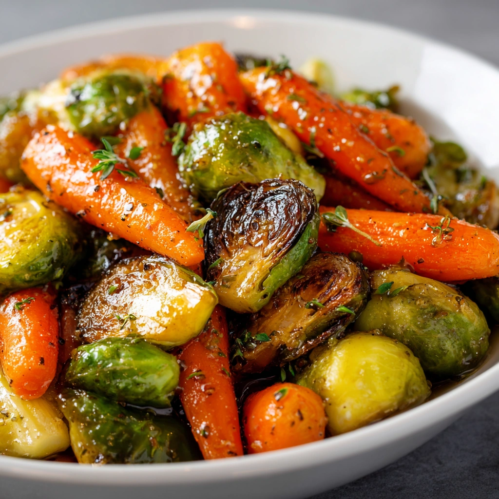 Slow-Cooker Maple Glazed Carrots and Brussels Sprouts Delight!