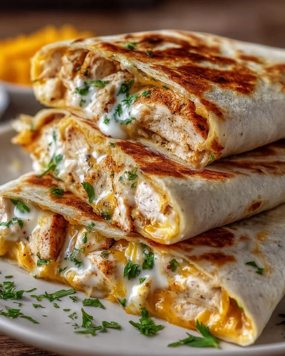 Cheesy Garlic Chicken Wraps
