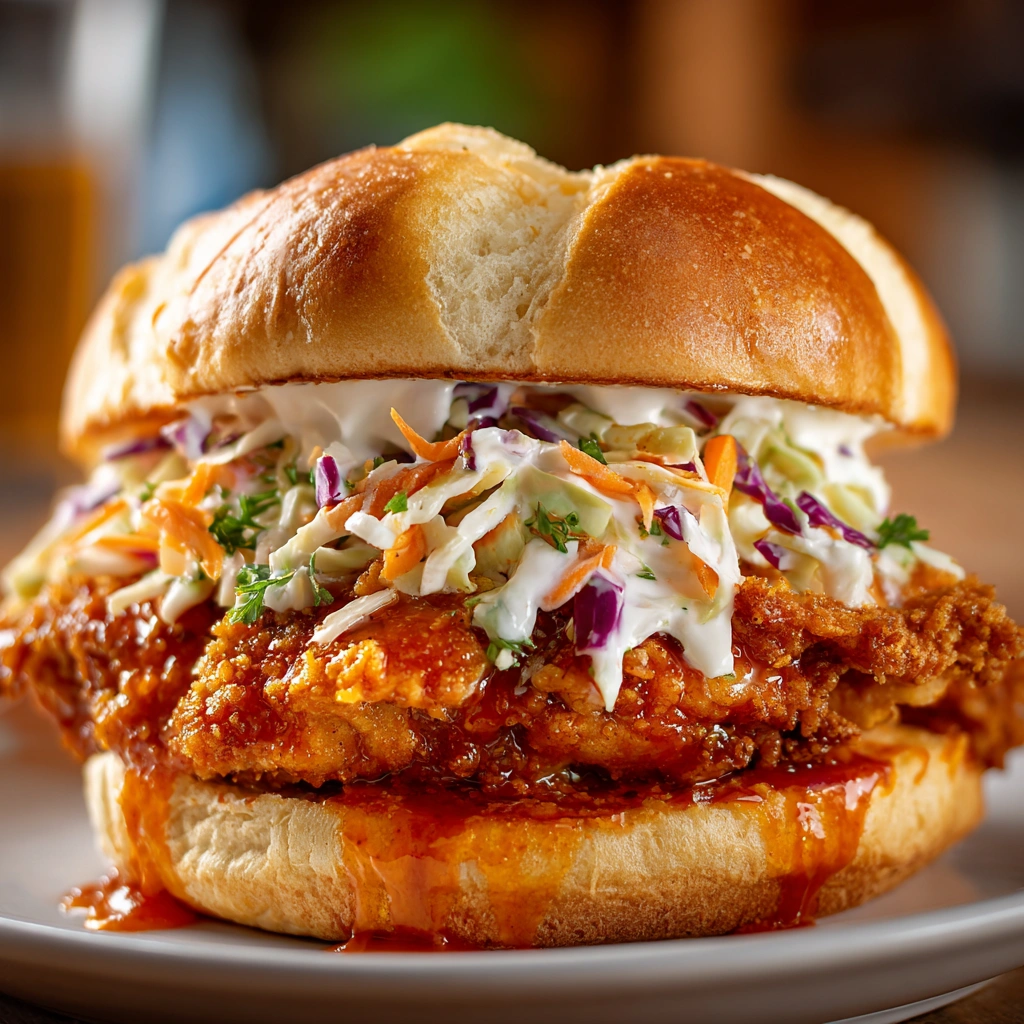 Crispy Buffalo Chicken Sandwich with Ranch Slaw: A Must-Try!