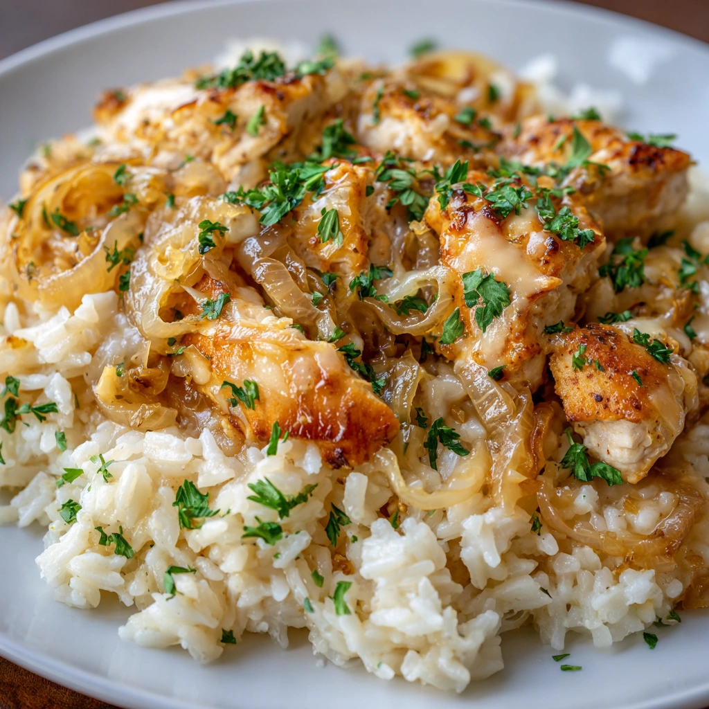 Easy French Onion Chicken Rice Bake that Delights You!