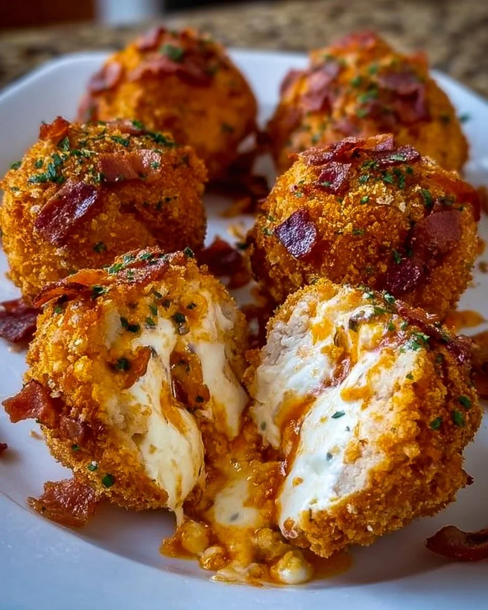 Buffalo Chicken Bombs with bacon and mozzarella for game day