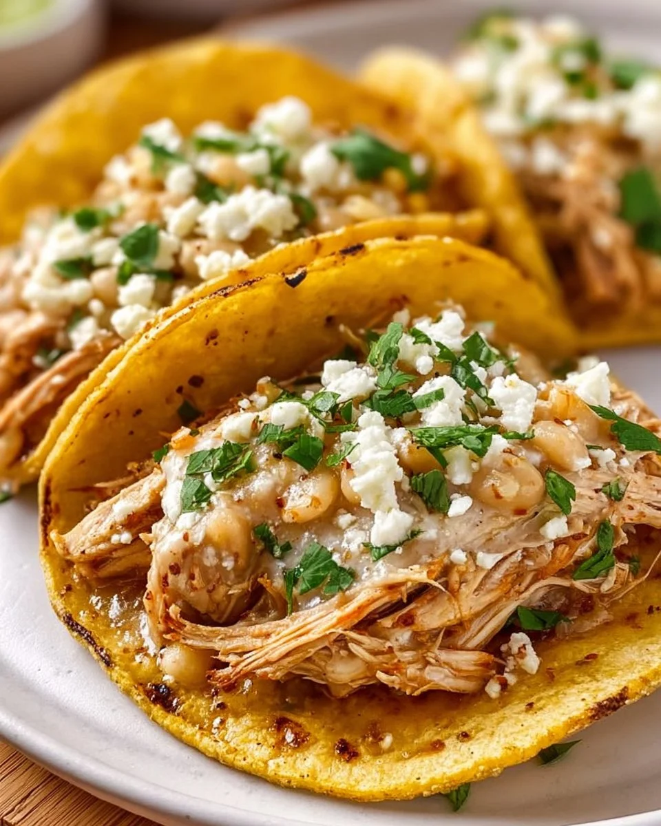 Corn Tortilla White Chicken Chili Tacos