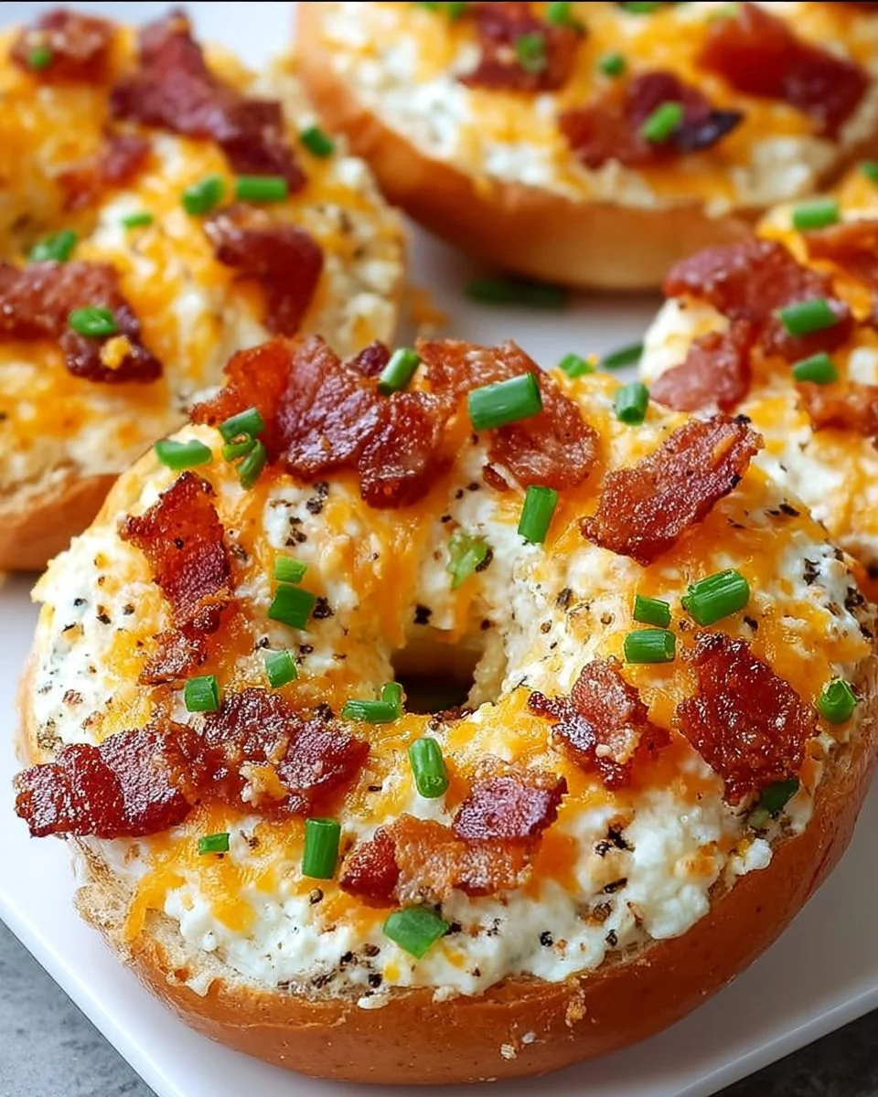 Creamy Bacon Cheddar Bagels