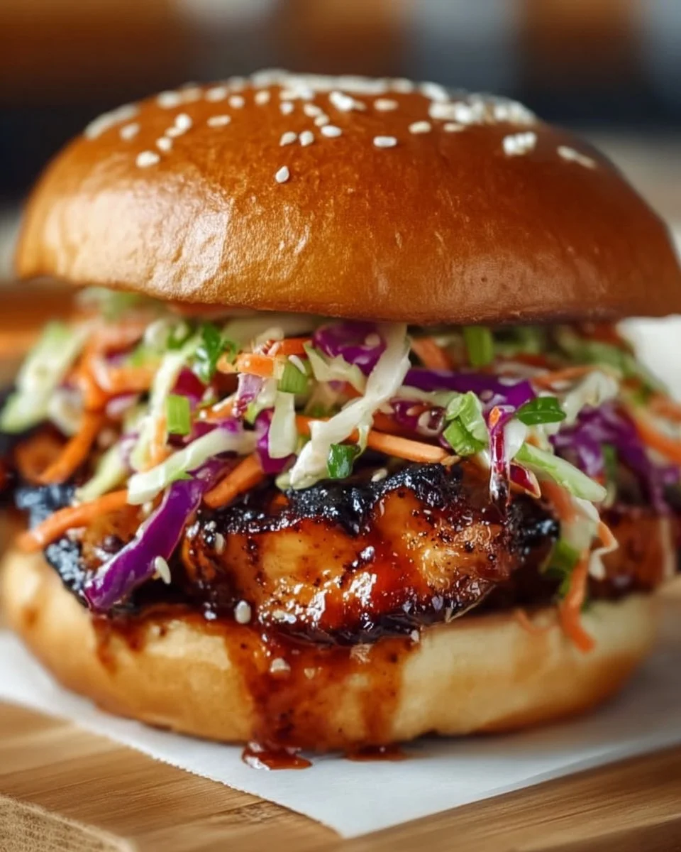 Korean BBQ Chicken Sandwich with Zesty Cabbage Slaw Bliss