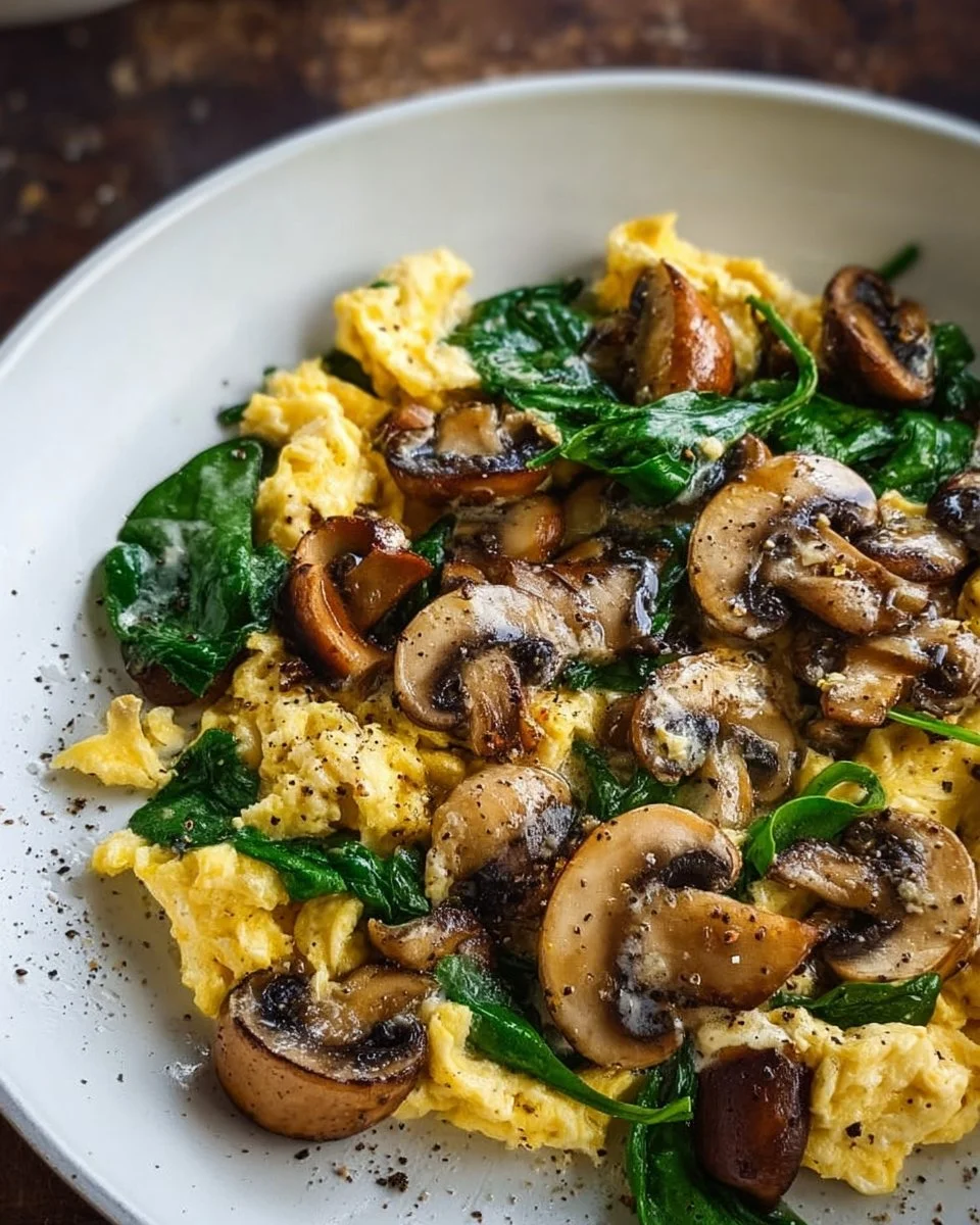 Mushroom Spinach Scrambled Eggs