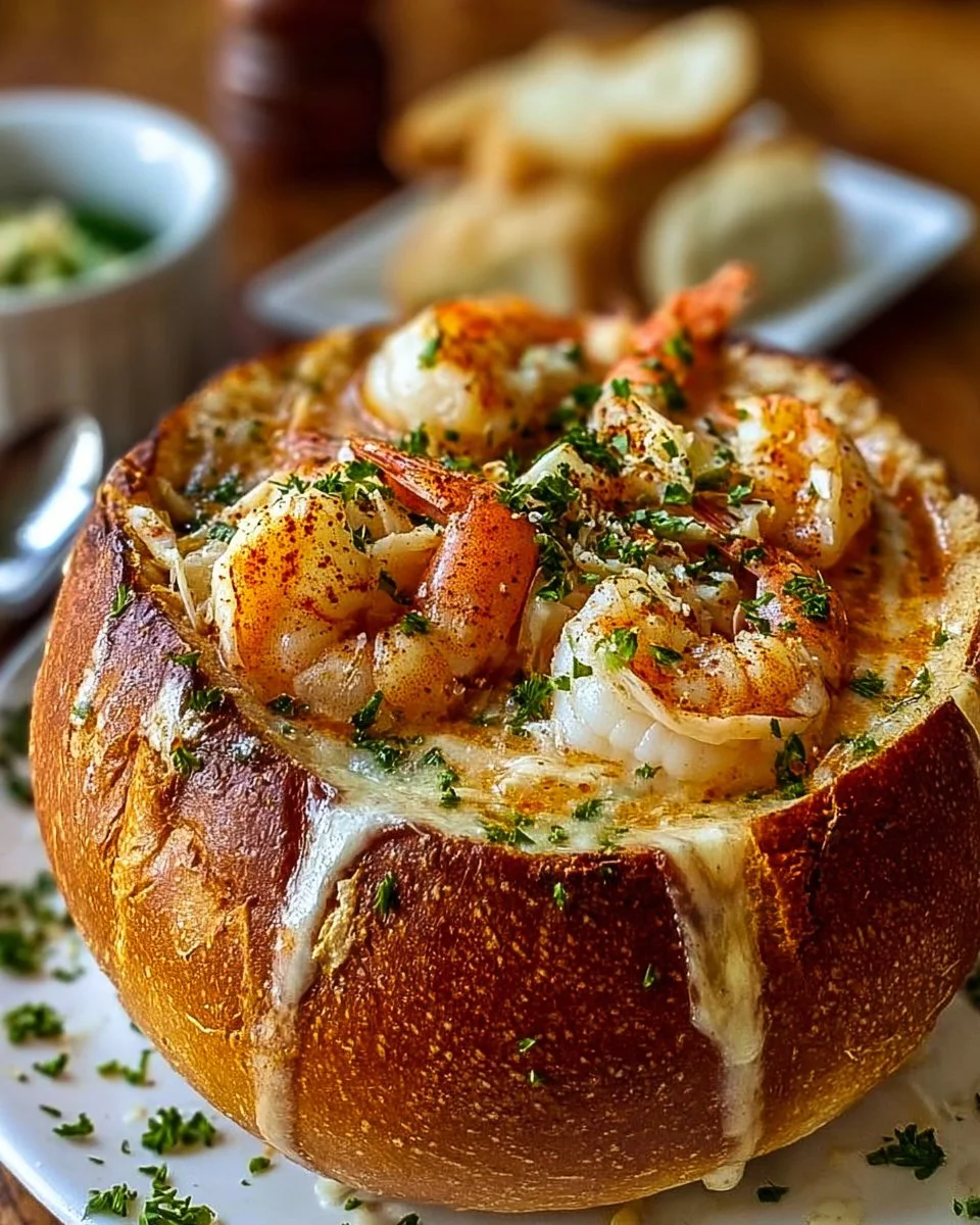 Stuffed Seafood Soup Bread Bowl