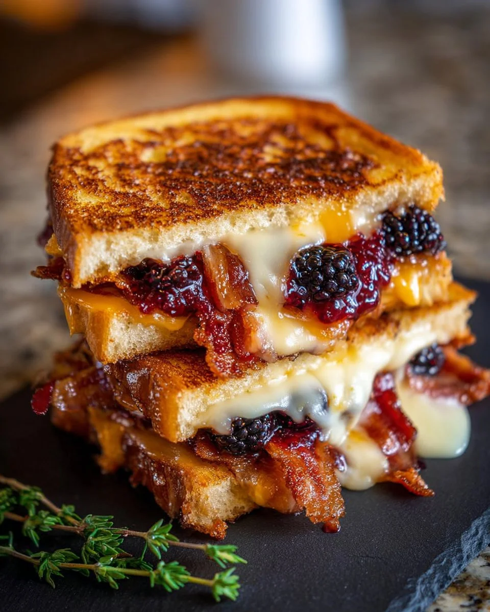 Gourmet Grilled Cheese with Bacon and Blackberry Jam
