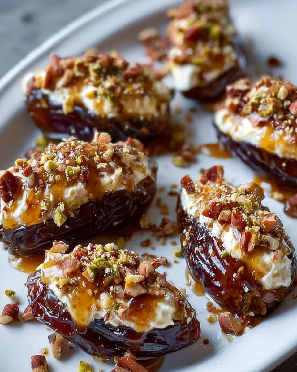 Mascarpone Stuffed Dates with Maple Drizzle