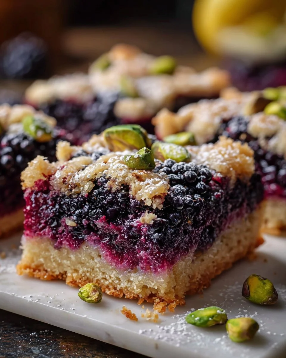 Blackberry Pistachio Dream Bars