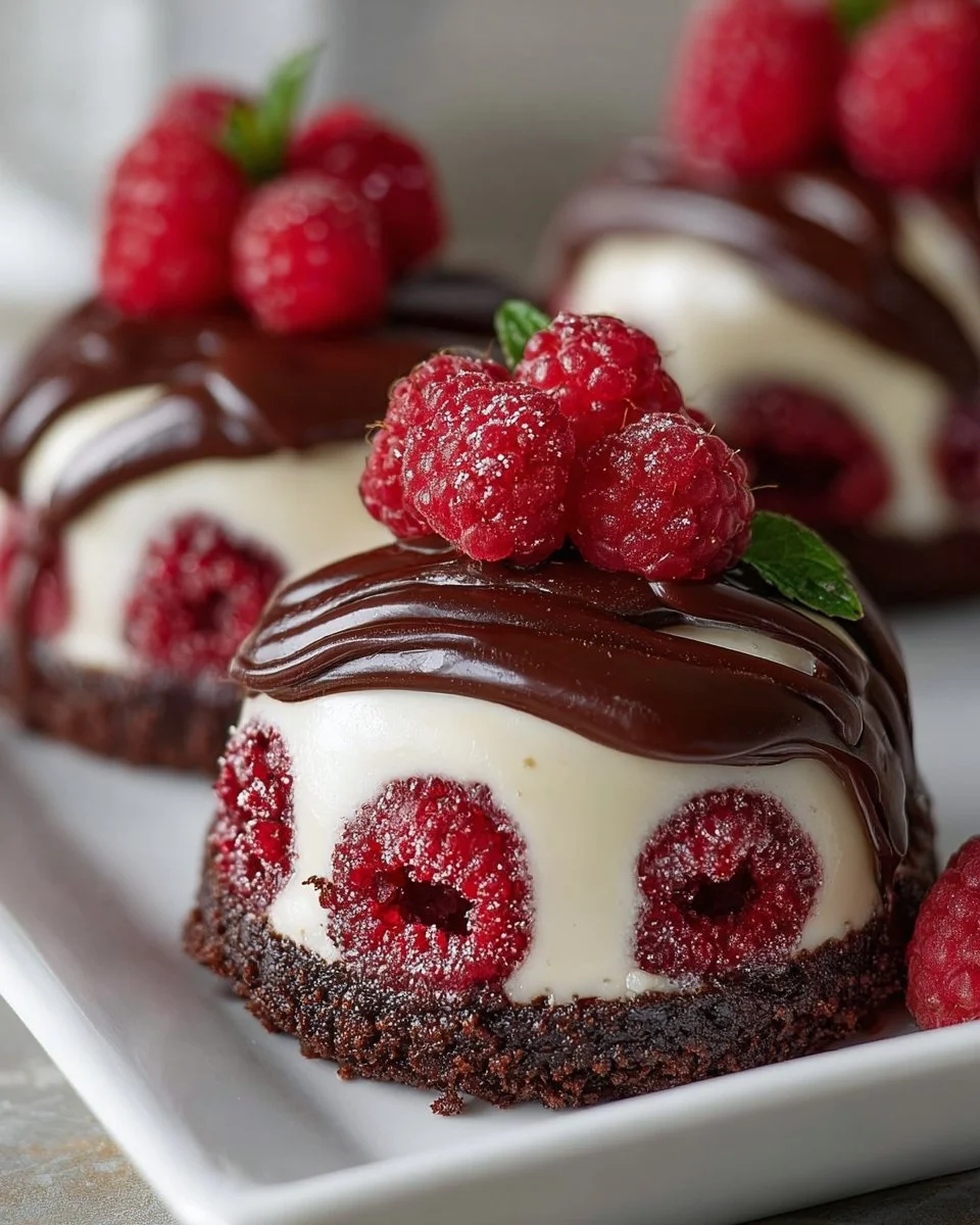 Chocolate Raspberry Cheesecake Domes
