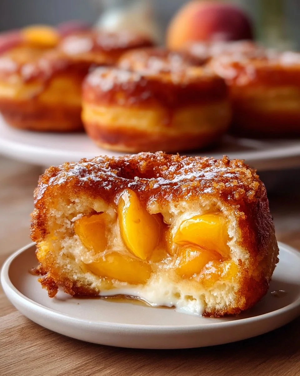 Classic Peach Cobbler Cheesecake Donuts