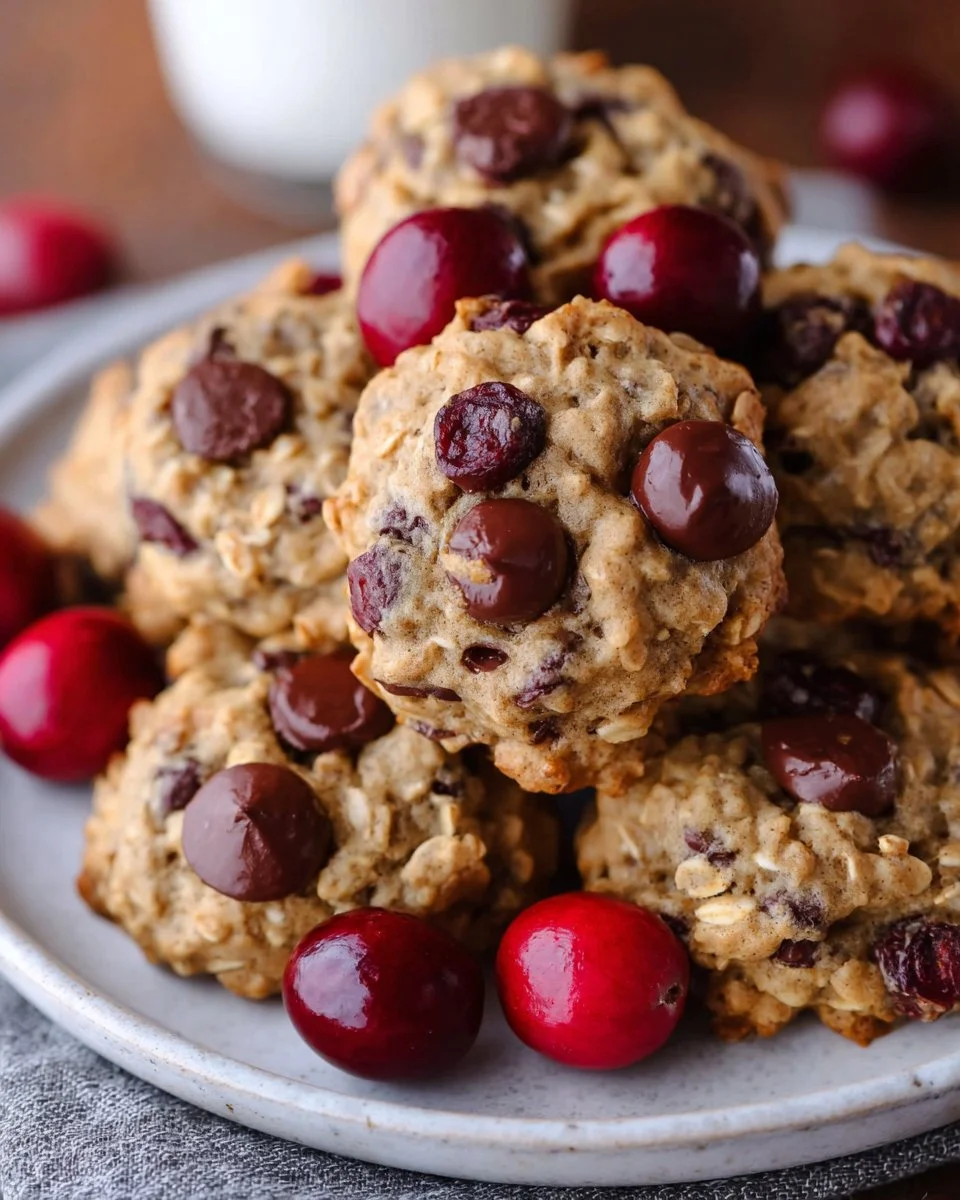 Dark Chocolate Cherry Oatmeal Cookies