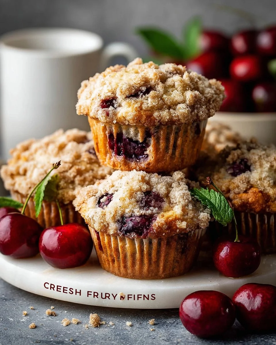 Fresh Cherry Muffins with Streusel