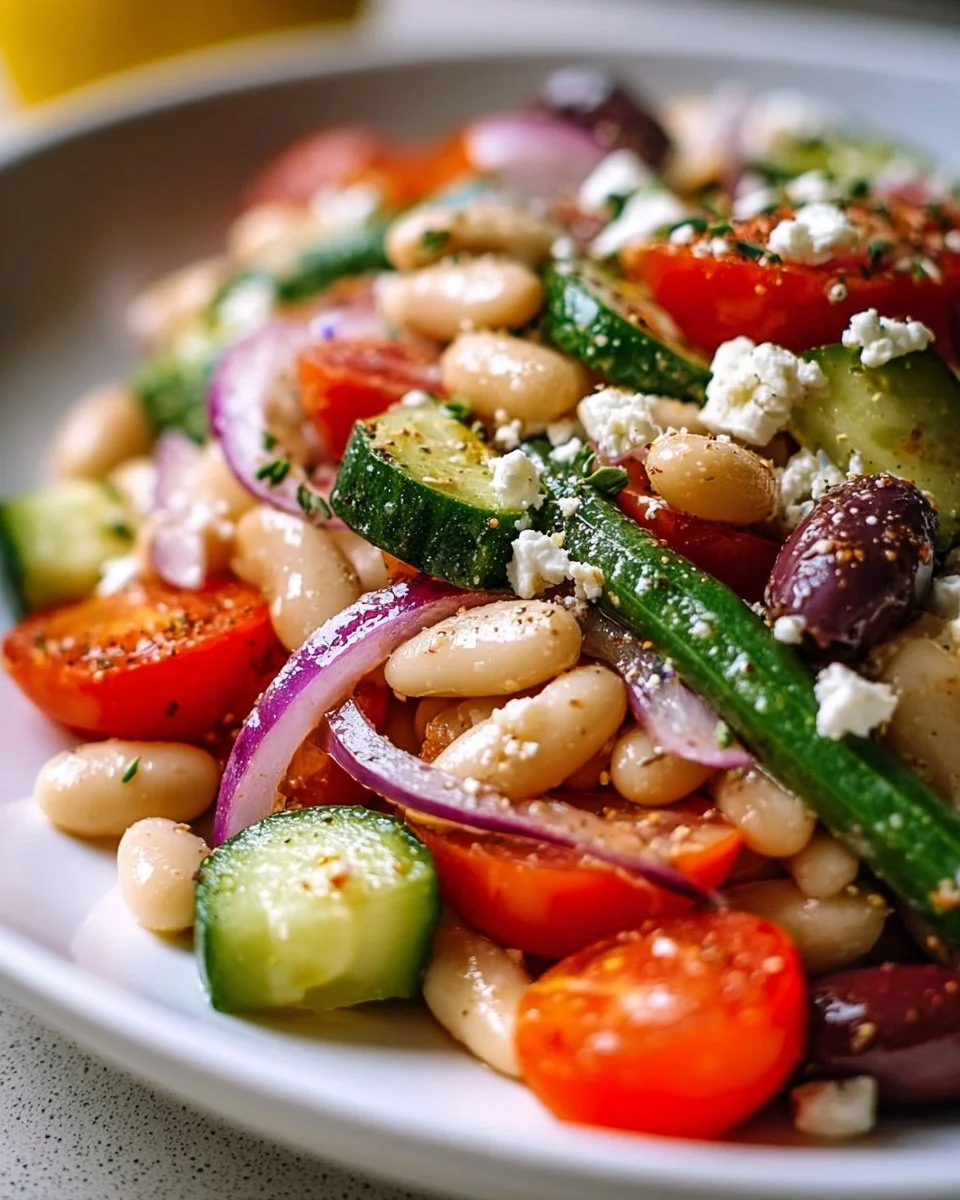 Greek Bean Salad with Lemon Marinated Beans