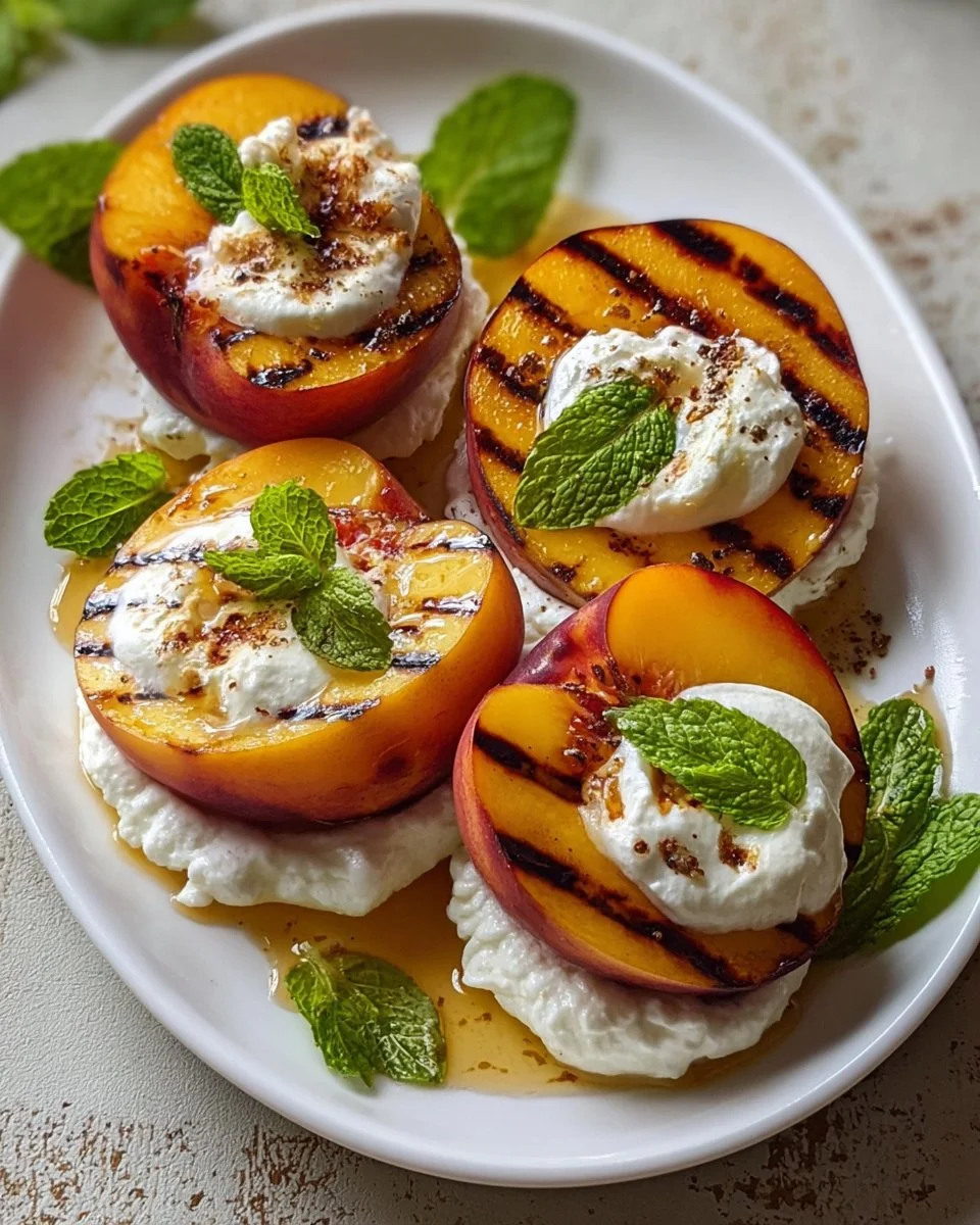 Grilled Nectarines with Burrata and Honey