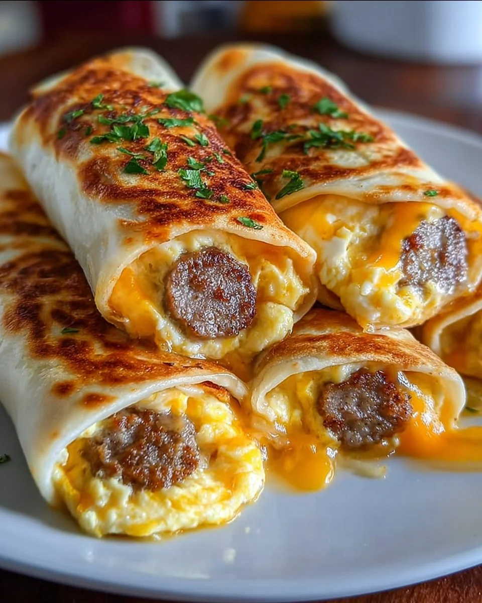 Irresistibly Cheesy Sausage Egg Breakfast Roll-Ups to Savor