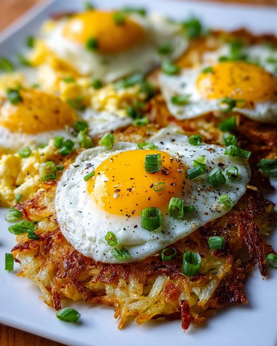 Loaded Hash Browns with Scrambled Eggs