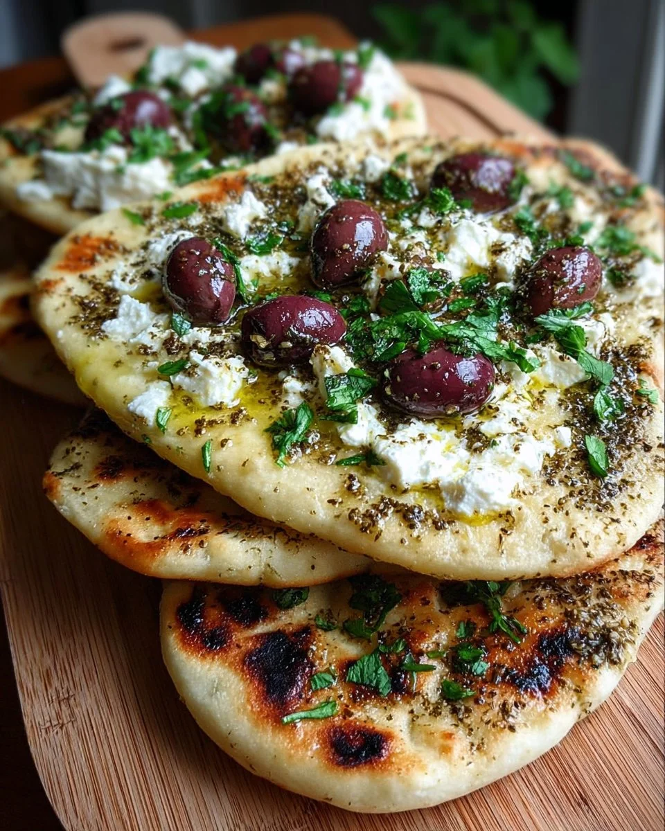 Zaatar Naan with Whipped Feta &amp; Olives